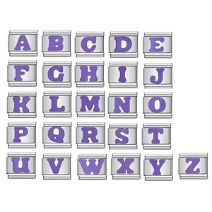 Nuevo Diseño, Brazalete Italiano Personalizable con Dijes de Acero Inoxidable, Corazón, Estrella, Morado, Brazalete Italiano con un Solo Dije - Product Image 5