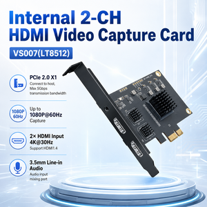 การ์ดจับภาพวิดีโอแบบสองช่อง PCIe ช่อง HDMI ช่อง2พอร์ต4K อินพุต HDMI ช่อง1080P 60Hz แผ่นภายในสำหรับ PC <span class=keywords><strong>MAC</strong></span> - Product Image 2
