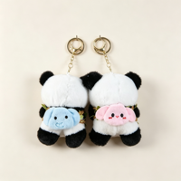Porte-clés en peluche Panda Kawaii en gros, breloques de sac en peluche de styles variés, logo personnalisé pour cadeau de machine à griffes