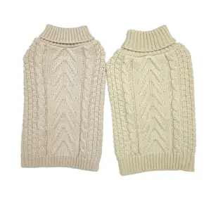 BOK HOUSE Sueter Einfarbiger Roll kragen pullover Einfarbiges Kabel OOff White Dog Sweater Jumper Knit