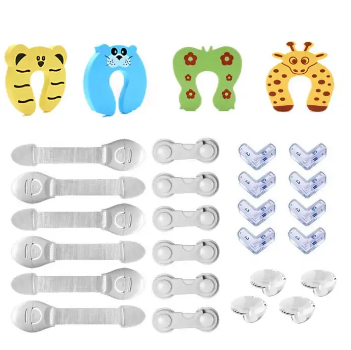 Baby Safety Protection Kit 28 Pieces Drawer Lock Children Cabinet Lock Set Protector Table Corner Drawer Latches Suit