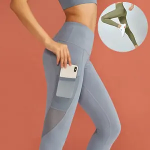 Pantalones de Yoga de cintura alta con bolsillos para mujer, mallas elásticas de 4 vías, gran oferta