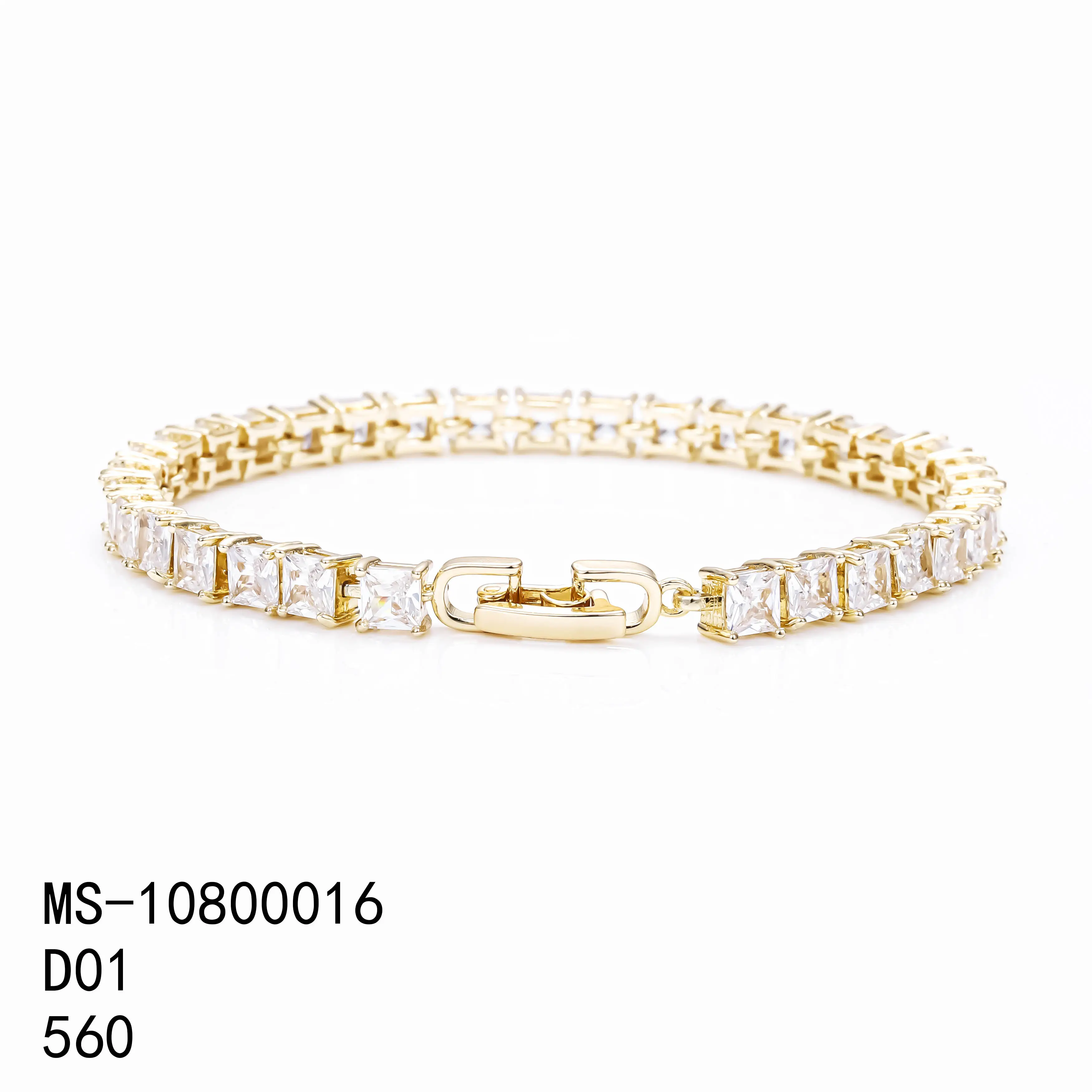Venta al por mayor joyería de moda 14k chapado en oro pulsera de tenis mujer cristal claro CZ diamante blanco cuadrado circón pulsera de tenis