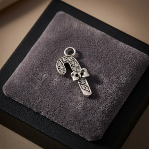 Pendentif en argent 925 en forme de canne à sucre Art Palace, plaqué argent, bijoux de Noël vintage, avec zircon, hypoallergénique - Product Image 4