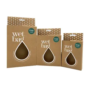 Custom Printed Logo Cheapest 400 Grams Die Cut Display Retail Recycled Brown Kraft Paper Packaging Box with Clear PVC Window