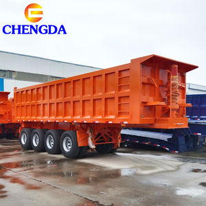 Chengda 60 Ton 4 Axle 40 Cubic Square Shape <strong>Box</strong> <strong>Used</strong> Heavy Duty Hydraulic Dump <strong>Trailer</strong> <strong>for</strong> Stone Stand Rock Hauling - Product Image 3