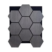 Panneaux muraux acoustiques en bois hexagonaux 3D en polyester - Panneaux muraux acoustiques en bois écologiques à lattes pour l'absorption et l'isolation acoustique