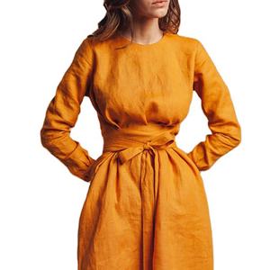 Robes en coton et lin pour femmes sur mesure, robe enveloppante 100% lin - Product Image 1