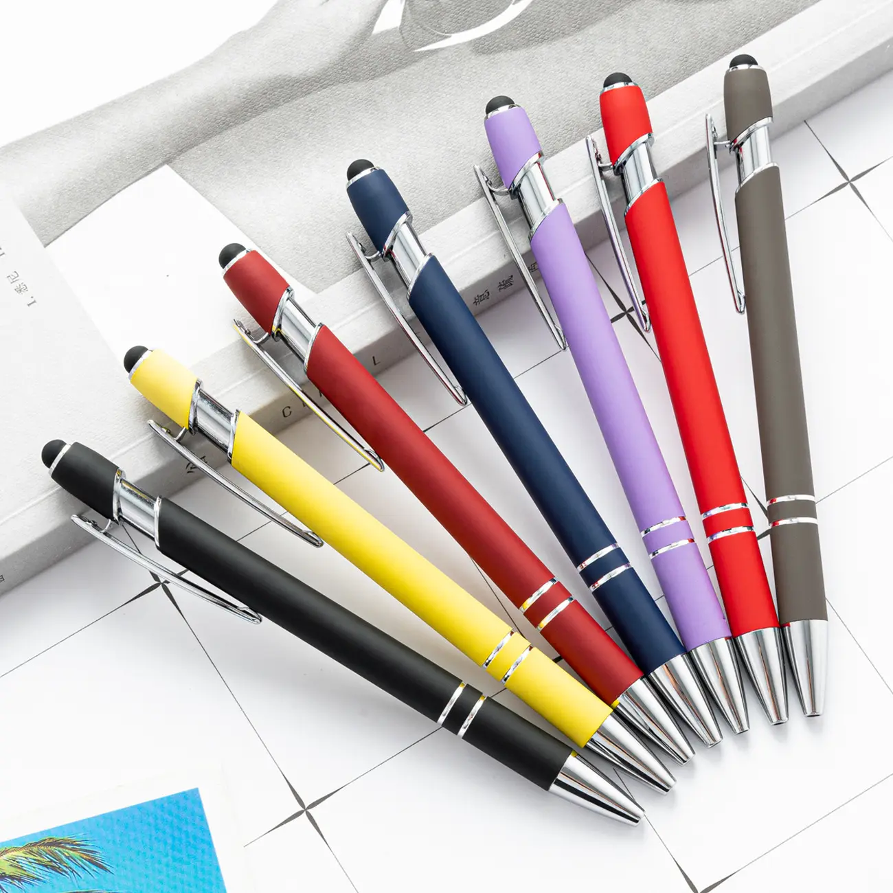 Yaratıcılık 1.0mm siyah mürekkep basın Metal tükenmez kalem ofis kauçuk kaplı işaretleme kalemleri sayaç kalem