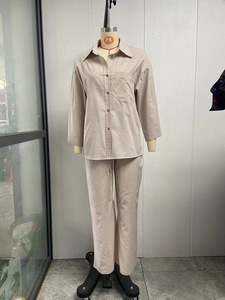 Primavera Otoño Camisa de las mujeres Pantalones Conjuntos <span class=keywords><strong>Ropa</strong></span> de las señoras Casual Urbano <span class=keywords><strong>Tallas</strong></span> <span class=keywords><strong>grandes</strong></span> Conjunto de dos piezas <span class=keywords><strong>Ropa</strong></span> de las mujeres - Product Image 4