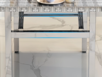Table à manger pliable en acier inoxydable, gain de place, 4 places, réglable, style moderne, pour appartement, hôtel, cuisine et salon