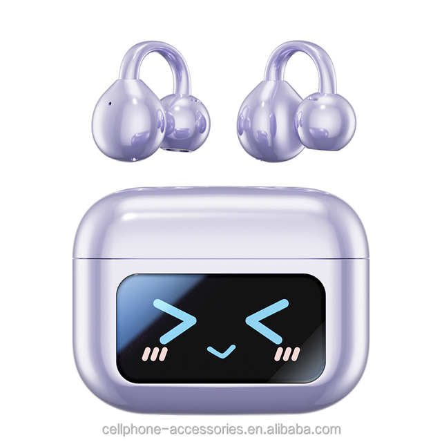 2026 Hot Sell Smart Screen Ear Clip Earbuds Wireless Bluetooth Earphones Open Ear Sports Headphones Long Standby Headset