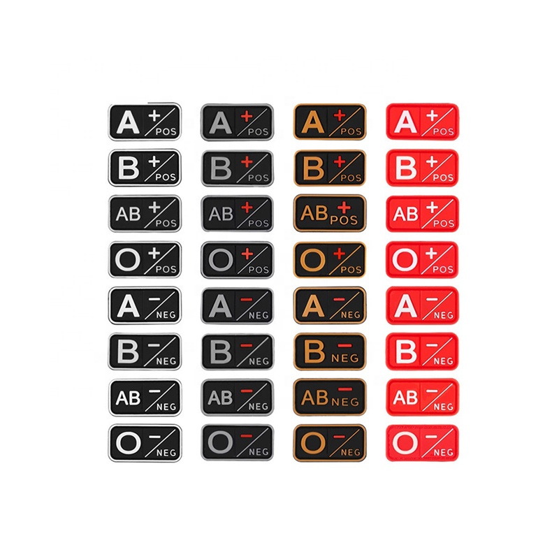3D ПВХ A + B + AB + O + Положительный POS A- B- AB- O-отрицательный NEG типа крови групповые патчи Тактические Патчи Резиновые Значки