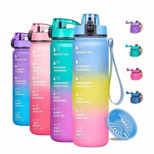 32oz Motivational <b>Bottle</b> Removable Strainer Reusable Leak-proof BPA Free Sports Jug Applicable for Adults Eco-Friendly Outdoor - Product Image 3