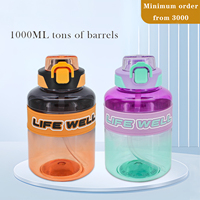 Bouteille d'eau en plastique grande capacité, durable, avec poignée antidérapante, paille anti-fuite, qualité alimentaire, portable, moderne, pour le sport et le fitness, idéale comme cadeau