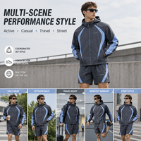 Ensemble de survêtement sportif pour homme, veste coupe-vent à capuche et short, couleur gris charbon, logo personnalisé, 2 pièces