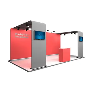 Best Selling TE-19F-BW33004 Trade Show Booth Aluminum Exhibition Stand Tension Fabric Pop Up Backdrop Wall Tarde Booth