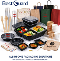 Barquettes jetables écologiques personnalisées thermoformées Best Guard pour plats à emporter, multi-compartiments, compatibles micro-ondes, certifiées CE