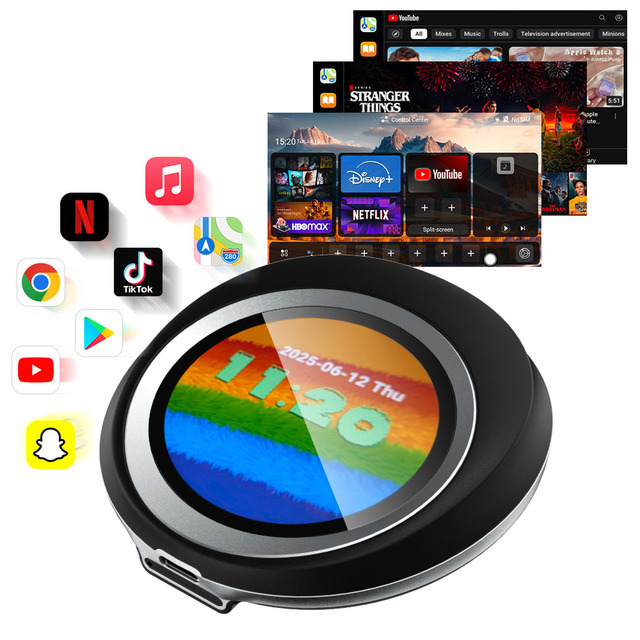 Fuallwin ApplePie Ultra Android 13 Carplay Ai Box 8 Core 4G TF Sim Card Smartbox 2.1 Inch Touch Pad Car Play Adapter Ai Box