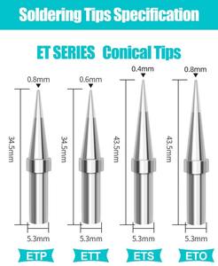 Pointe de fer à souder OEM de haute qualité série <span class=keywords><strong>ET</strong></span> (ETB/ETP/ETS/ETH) pour stations de soudage WES50/51, WESD51, WE1010 - Product Image 5