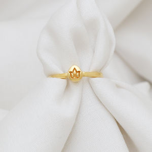 Anillo de Plata de Ley 925 chapado en oro, anillo de apilamiento de loto espiritual, chapado en oro de 18 quilates - Product Image 2