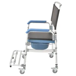 ポータブル病院トイレ折りたたみ式モバイル便器椅子と高齢者用背もたれ付きバスチェア
