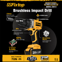 GSFixtop Atornillador de Impacto Inalámbrico sin Escobillas de 21V, 90N.M Torque Máximo, Hexágono de 1/4 Pulgada, Batería de Iones de Litio de 4.0Ah, Profesional, DIY, Variable, OEM