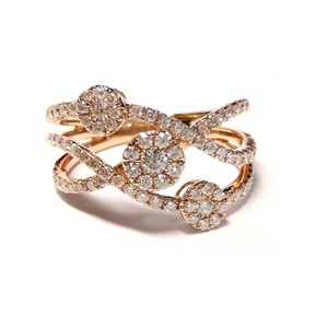 Bijoux hongkongais OEM design intelligent 18 carats or blanc massif véritable diamant rond large alliance vintage bagues de mariage pour femmes - Product Image 3