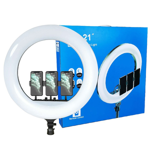 Lampe annulaire LED de barbier en gros d'usine, télécommandée et à intensité variable, 21 pouces, support mural rétractable, lumière annulaire blanche pour salon - Product Image 5
