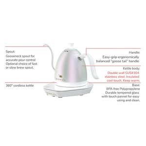 Brewista Artisan – bouilloire électrique à Double paroi, 600ml, avec col de cygne, contrôle de température variable, bouilloire à café - Product Image 6