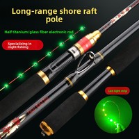 Canne à pêche de nuit en eau douce et en mer, en fibre de carbone et demi-titane, avec pointe lumineuse LED, action rapide, en EVA, 2 sections, pour radeau et bateau, 1,3m-2,1m