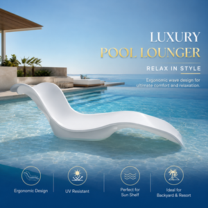 Chaise longue de piscine en fibre de verre durable avec coussin pour piscine peu profonde, terrasse et patio extérieur - Product Image 4