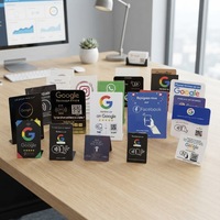 Support en L NFC en acrylique pour table de restaurant, autocollant NTAG213 avec dos adhésif et code QR pour la vérification de l'authenticité des avis Google