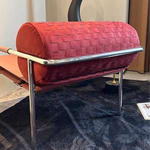 Nieuw Ontwerp Creatief Roestvrijstalen Frame Lederen Gevlochten Cilindrische Rugleuning Home Bar Coffeeshop Hotel Vrijetijdsstoel - Product Image 3