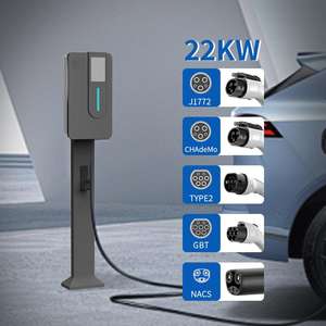 Nouvelle station de recharge pour véhicules électriques, interface CCS2, adaptateur GBT 32A/16A, extérieur IP55, 7-22KW, boîtier mural noir - Product Image 1