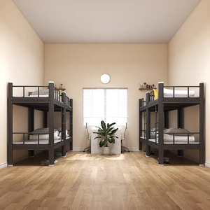 Cama litera industrial de acero de alta resistencia, cama doble metálica para dormitorio de adultos con barandilla de seguridad para hostales escolares - Product Image 3