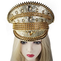 Casquette de capitaine unisexe Y2K en polyester, ornée de strass, de paillettes et de rivets, idéale pour les festivals, Coachella, Mardi Gras