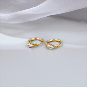 Fashion <b>Fine</b> Stainless Steel Zircon Charm <b>Earring</b> 18k Gold Plated Hoop <b>Earring</b> - Product Image 3