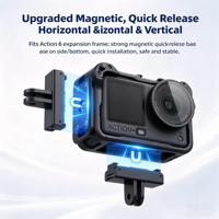 Support vidéo vertical pour DJI Osmo Action 6 avec base magnétique à dégagement rapide, support griffe froide et cadre PC pour caméra