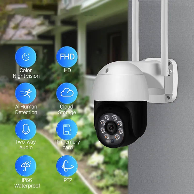 5MP XM Outdoor Long Range Wifi CCTV Camera Security Surveillance Dome PTZ 4X Zoom Wireless IP 360 Cam Colorful In Night ICSee