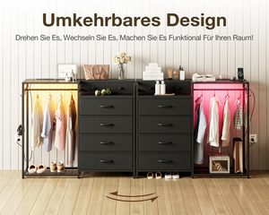 Armoire autoportante moderne SENYU avec 4 tiroirs, cadre métallique, penderie et éclairage intégré, meuble de rangement pour chambre à coucher - Product Image 6