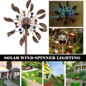 Neues <span class=keywords><strong>Design</strong></span> Metall Solar Garten Licht Rasen Ornament Wind Spinner Windmühle