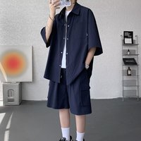Ensemble de t-shirts pour hommes tendance été, couleur unie, coupe ample, t-shirt et short respirants à séchage rapide, ensemble deux pièces pour hommes
