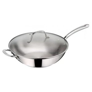 Wok Inox 1 manche avec couvercle (32cm) EVELIA Chrome poli 012905040032 - Product Image 1