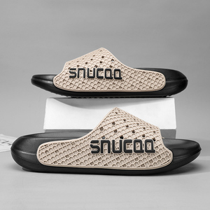 SNUCOO Black EVA Slides Open Toe Breathable Mesh Summer Indoor <b>Slippers</b> - Product Image 4