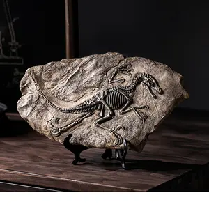 Enfeite de fossil de dinossauro, ornamento de decoração de jardim, resina de modelagem requintada, decoração de presente em casa