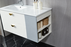 Mobile da bagno con lavabo e mobiletto laterale sospeso Set di mobili da bagno impermeabili - Product Image 5