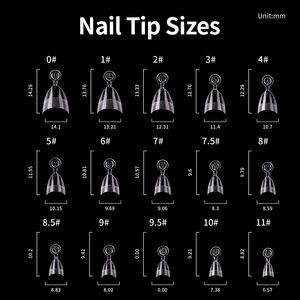 Puntas de <span class=keywords><strong>Uñas</strong></span> Reutilizables de Media Cobertura OEM de Fábrica, Logotipo Personalizado, Transparentes, Super Cortas, Forma Almendrada Francesa, Doble Forma, 15 Tamaños - Product Image 6