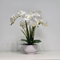 Tanaman Anggrek Phalaenopsis Buatan dalam Pot, Bunga Sutra Simulasi, Hiasan Pot Anggrek untuk Dekorasi Rumah