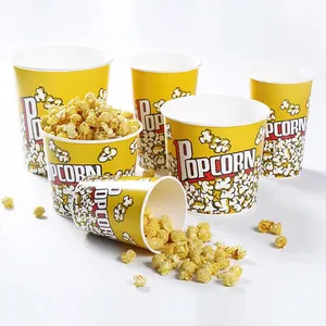 Cinéma jetable ktv emballage commercial résistant à l'huile de qualité alimentaire Les fêtes classiques peuvent être réutilisées boîtes de pop-corn en carton blanc